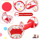 3 In 1 Child Crawl Tunnel Tent Kids Play Tent Ball Pit Set Foldable Children Play House Pop-up Kids Tent w/Storage Bag for Indoor Outdoor Travel Use