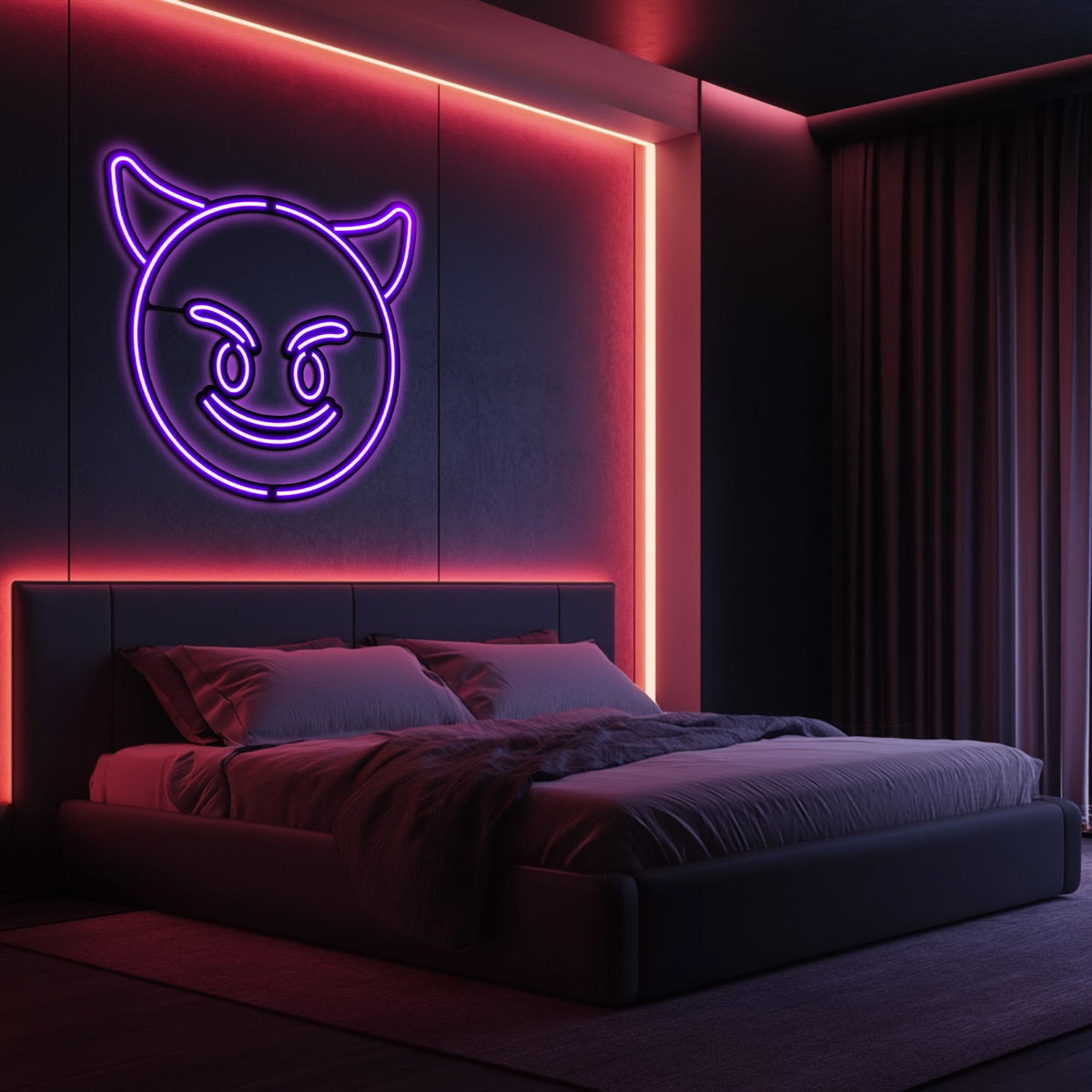 Emoji Devil Metal Neon Wall Art- LN0057, photo 6 of 6