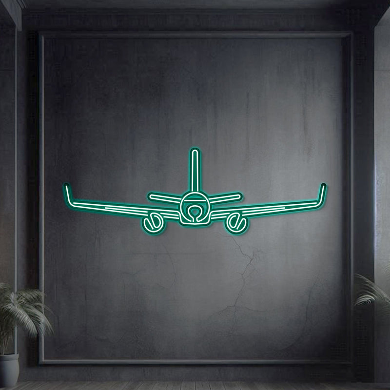 A320 Neo Front Metal Neon Aircraft Wall Art - NCN0008