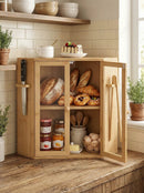 Bamboo Bread Box with Clear Doors – 2-Tier Kitchen Countertop Organizer by 2Dropme