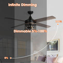 52" Mirelle Farmhouse Downrod Mount Reversible Ceiling Fan with Lighting and Remote Control