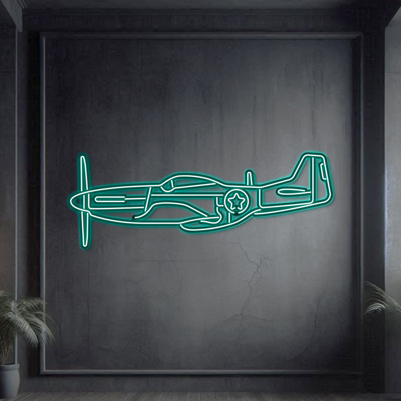 P-51 Mustang Metal Neon Aircraft Wall Art - NCN0055