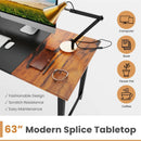 63 Inch Modern Splice Computer Desk with Heavy Duty Steel Frame by LJGDeals
