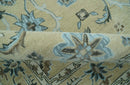 Custom Made Beige, Ivory and Blue Hand Tufted Floral Oriental Oushak wool area rug by The Rug Decor