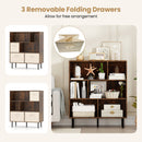 6-Cube Bookshelf with 3 Removable Folding Fabric Drawers for Living Room