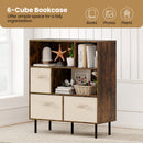6-Cube Bookshelf with 3 Removable Folding Fabric Drawers for Living Room