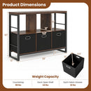 6-Cube Industrial Bookshelf with Storage Bins & Metal Frame