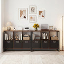 6-Cube Industrial Bookshelf with Storage Bins & Metal Frame