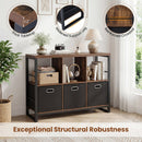 6-Cube Industrial Bookshelf with Storage Bins & Metal Frame