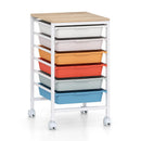 6-Drawer Rolling Storage Cart with Wooden Tabletop by LJGDeals