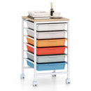 6-Drawer Rolling Storage Cart with Wooden Tabletop by LJGDeals