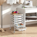 6-Drawer Rolling Storage Cart with Wooden Tabletop by LJGDeals