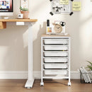 6-Drawer Rolling Storage Cart with Wooden Tabletop by LJGDeals
