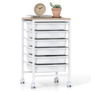 6-Drawer Rolling Storage Cart with Wooden Tabletop by LJGDeals