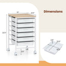 6-Drawer Rolling Storage Cart with Wooden Tabletop by LJGDeals
