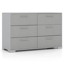 6 Drawer Storage Cabinet with Metal Legs Handles with Anti-Toppling Devices-Grey by LJGDeals