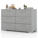 6 Drawer Storage Cabinet with Metal Legs Handles with Anti-Toppling Devices-Grey by LJGDeals