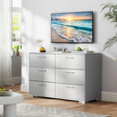 6 Drawer Storage Cabinet with Metal Legs Handles with Anti-Toppling Devices-Grey by LJGDeals