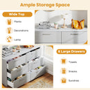 6 Drawer Storage Cabinet with Metal Legs Handles with Anti-Toppling Devices-Grey