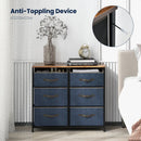 6-Drawer Dresser with Metal Frame and Anti-toppling Devices-Rustic Brown by LJGDeals