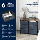 6-Drawer Dresser with Metal Frame and Anti-toppling Devices-Rustic Brown by LJGDeals