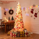 6 FTSnow-flocked Artificial Pink Christmas Tree Pre-lit Hinged Xmas Tree for Holiday Decoration by LJGDeals
