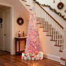 6 FTSnow-flocked Artificial Pink Christmas Tree Pre-lit Hinged Xmas Tree for Holiday Decoration by DirectDeals