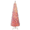 6 FTSnow-flocked Artificial Pink Christmas Tree Pre-lit Hinged Xmas Tree for Holiday Decoration by LJGDeals