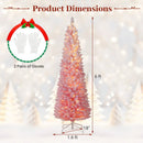 6 FTSnow-flocked Artificial Pink Christmas Tree Pre-lit Hinged Xmas Tree for Holiday Decoration by LJGDeals