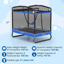 6 FT Kids Trampoline with Swing and Horizontal Bar Small Rectangle Trampoline