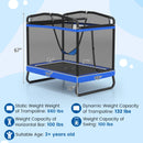 6 FT Kids Trampoline with Swing and Horizontal Bar Small Rectangle Trampoline