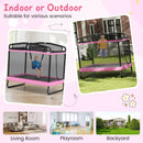 6 FT Kids Trampoline with Swing and Horizontal Bar Small Rectangle Trampoline