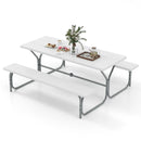 6 Feet Picnic Table Bench Set with HDPE Tabletop for 8 Person-Gray by DirectDeals