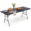 6 FT Fold-in-Half Camping Table with Rattan Texture by LJGDeals