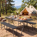 6 FT Fold-in-Half Camping Table with Rattan Texture by LJGDeals