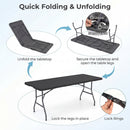 6 FT Fold-in-Half Camping Table with Rattan Texture