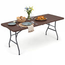 6 FT Fold-in-Half Camping Table with Rattan Texture by LJGDeals