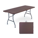 6 FT Fold-in-Half Camping Table with Rattan Texture by LJGDeals