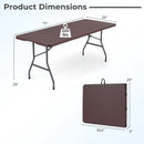 6 FT Fold-in-Half Camping Table with Rattan Texture by LJGDeals