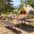 6 FT Fold-in-Half Camping Table with Rattan Texture by LJGDeals