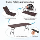 6 FT Fold-in-Half Camping Table with Rattan Texture by LJGDeals