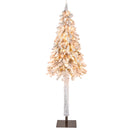 6 Feet Pre-Lit Slim Pencil Christmas Tree Snow Flocked Xmas Decor
