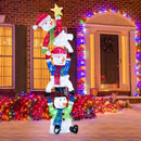 6 FT Pre-Lit Stacked Snowman Set with 155 LED Lights and Ground Stakes by LJGDeals