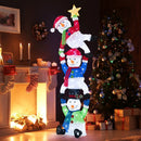6 FT Pre-Lit Stacked Snowman Set with 155 LED Lights and Ground Stakes by LJGDeals