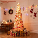 6 FTSnow-flocked Artificial Pink Christmas Tree Pre-lit Hinged Xmas Tree for Holiday Decoration by LJGDeals