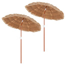 6 FT Thatched Beach Umbrella with Push Button Tilt Carrying Bag Set of 2 by DirectDeals