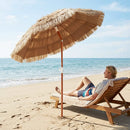 6 FT Thatched Beach Umbrella with Push Button Tilt Carrying Bag Set of 2 by LJGDeals