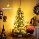 6/7/8 Feet Artificial Christmas Tree Pre-lit Hinged Xmas Tree with Warm White LED Lights and Pine Cones by LJGDeals