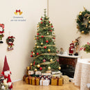 6/7/8 Feet Artificial Christmas Tree Pre-lit Hinged Xmas Tree with Warm White LED Lights and Pine Cones by LJGDeals