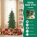 6/7/8 Feet Artificial Christmas Tree Pre-lit Hinged Xmas Tree with Warm White LED Lights and Pine Cones by LJGDeals